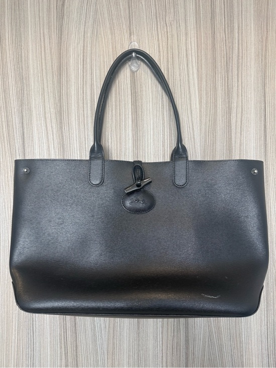 Longchamp Handbags - Longchamp Roseau Black Leather Tote Bag – Red Interior